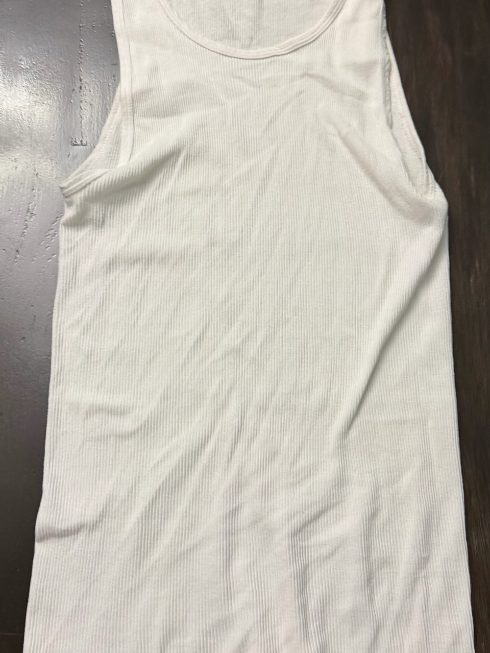 Men's White Ribbed Tank Top